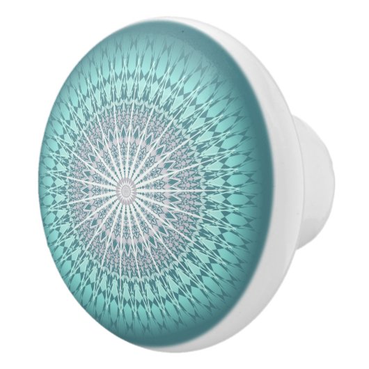 Blauwgroen Chevron Mandala Pattern Keramische Knop (Rechts)