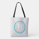 Blauwgroen Chevron Monogram Canvas tas (Achterkant)