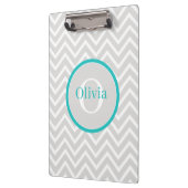 Blauwgroen Chevron Monogram Klembord (Links)