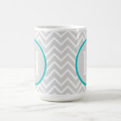 Blauwgroen Chevron Monogram koffie Mok (Center)