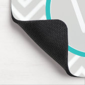 Blauwgroen Chevron Monogram Muismat (Hoek)