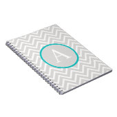 Blauwgroen Chevron Monogram Notitieboek (Rechterzijde)