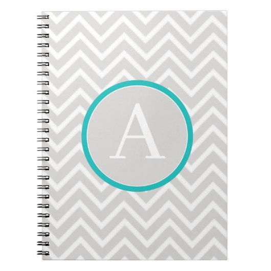Blauwgroen Chevron Monogram Notitieboek (Voorkant)