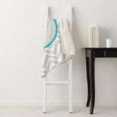 Blauwgroen Chevron Monogram Sherpa Blanket Deken (In situ)