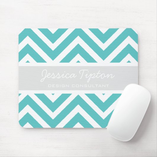 Blauwgroen Chevron Mousepad | TBM Muismat (Met muis)
