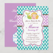 Blauwgroen Chevron, Paarse Stippen Blonde Mermaid  Kaart (Voorkant / Achterkant)