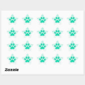 Blauwgroen Chevron Paw Zig Zag Monogram Ster Sticker (Vel)