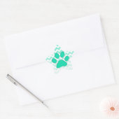 Blauwgroen Chevron Paw Zig Zag Monogram Ster Sticker (Envelop)