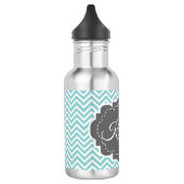 Blauwgroen Chevron Personaliseerd Waterfles (Links)