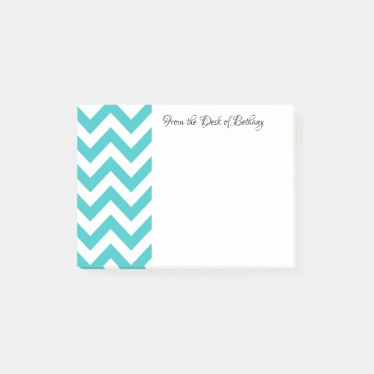 Blauwgroen Chevron Personeelsadvertentie Opmerking Post-it® Notes (Voorkant)