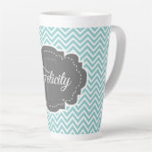 Blauwgroen Chevron Persoonlijke Latte Mok (Rechterhoek)