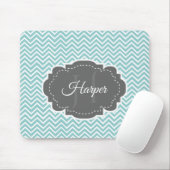 Blauwgroen Chevron Persoonlijke Muismat (Met muis)
