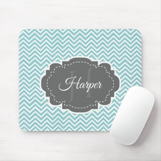 Blauwgroen Chevron Persoonlijke Muismat (Met muis)