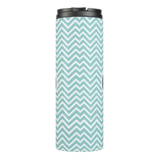 Blauwgroen Chevron Persoonlijke thermische getumbl Thermosbeker (Achterkant)