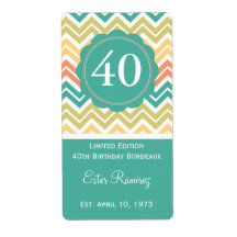 Blauwgroen Chevron Wijnlabel (375 ml)