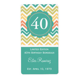 Blauwgroen Chevron Wijnlabel (375 ml) Etiket