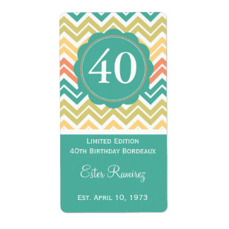 Blauwgroen Chevron Wijnlabel (375 ml) Etiket