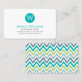 Blauwgroen Chevrons-patroon Visitekaartje (Voorkant / Achterkant)