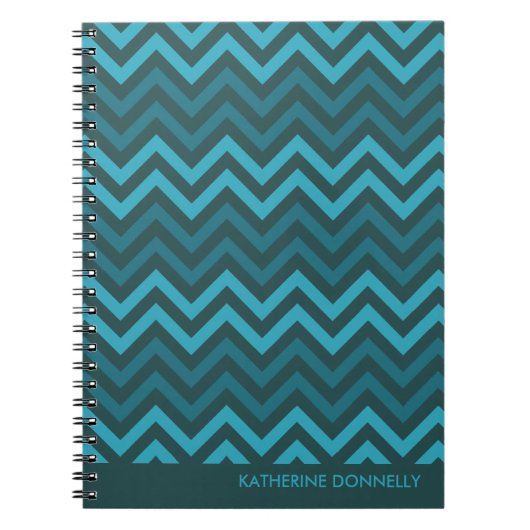 Blauwgroen Chevrons Zigzag Designer Journal/notebo Notitieboek (Voorkant)