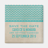 Blauwgroen Chic Chevron sparen de Magnet van de Da (Voorkant)