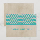 Blauwgroen Chic Chevron Table Number Briefkaart (Voorkant / Achterkant)
