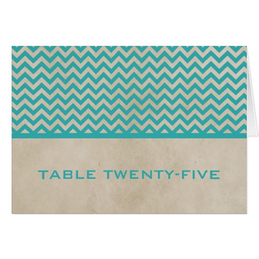 Blauwgroen Chic Chevron Table Number Kaart (Voorkant Horizontaal)