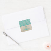 Blauwgroen Chic Chevron Wedding Stickers (Envelop)