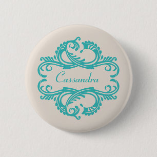 Blauwgroen Chic Damask Button