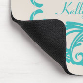 Blauwgroen Chic Damask Mousepad Muismat (Hoek)