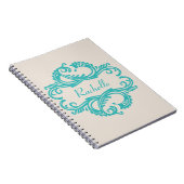 Blauwgroen Chic Damask Notitieboek (Rechterzijde)