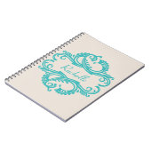 Blauwgroen Chic Damask Notitieboek (Linkerzijde)