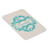 Blauwgroen Chic Damask Premium Magnet Magneet (Rechterzijde)