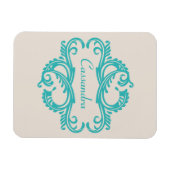 Blauwgroen Chic Damask Premium Magnet Magneet (Horizontaal)