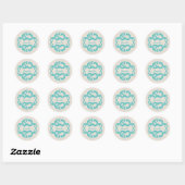 Blauwgroen Chic Damask Stickers (Vel)