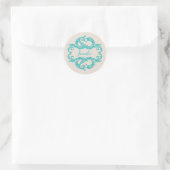 Blauwgroen Chic Damask Stickers (Tas)