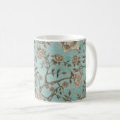  Blauwgroen Chinese  soft Floral & Greenery Koffiemok (Voorkant rechts)