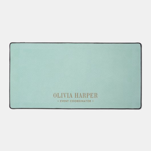 Blauwgroen chique elegante nep leder PROFESSIONAL Bureaumat (Voorkant)