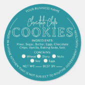 Blauwgroen Chocolade Chip Cookies Cottage Sticker (Voorkant)