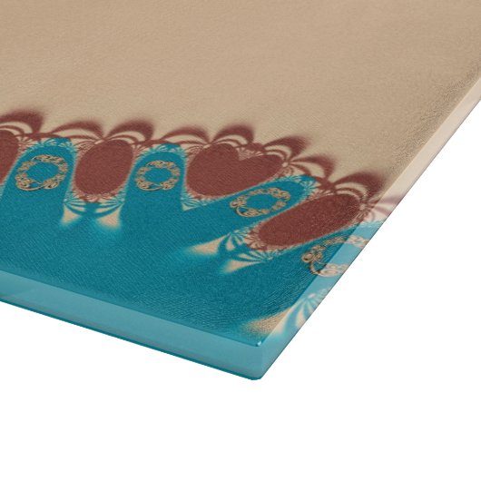 Blauwgroen + Chocolade Lace Pinstripes met aangepa Snijplank (Hoek)