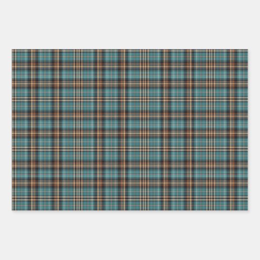 Blauwgroen & Chocolate Plaid Verpakking Papieren B Inpakpapier Vel (Voorkant 3)