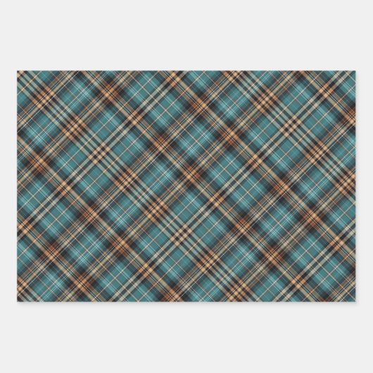 Blauwgroen & Chocolate Plaid Verpakking Papieren B Inpakpapier Vel (Voorkant)