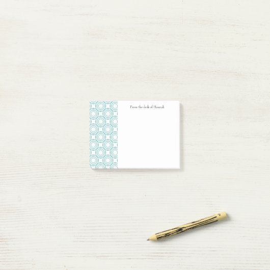 Blauwgroen  Cirkelpatroon Aangepaste notities Post-it® Notes (Op bureau)