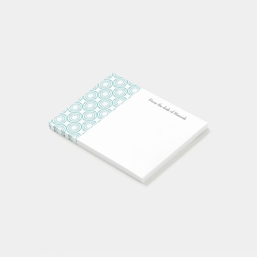 Blauwgroen Cirkelpatroon Aangepaste notities Post-it® Notes (Schuin)