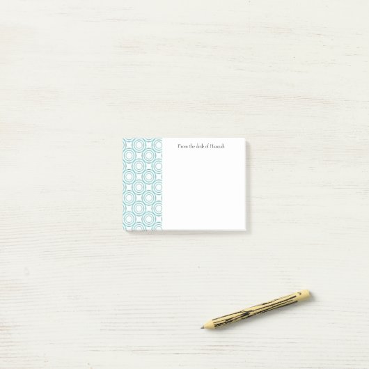 Blauwgroen  Cirkelpatroon Aangepaste notities Post-it® Notes (Op bureau)