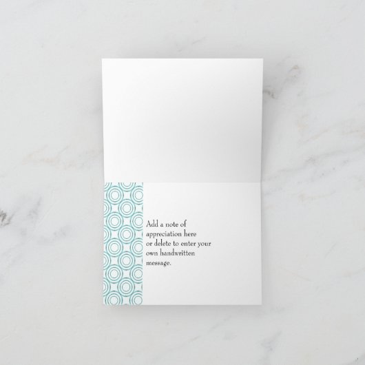 Blauwgroen cirkelpatroon - Hartelijk dank - kaart (Binnen)