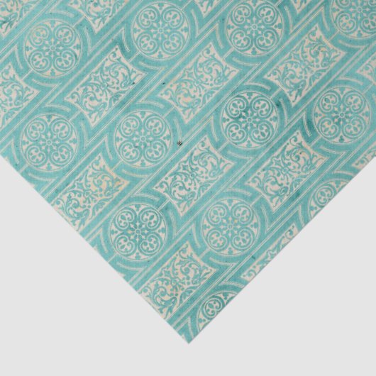 Blauwgroen cirkels en rechthoeken ontkoppelen Tissuepapier (Detail)