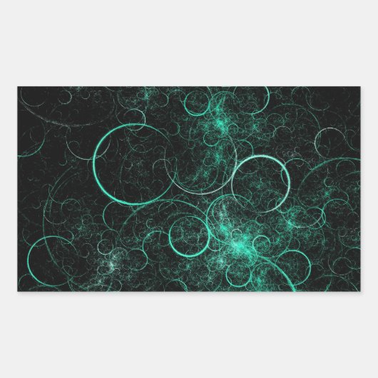 Blauwgroen cirkels rechthoekige sticker (Voorkant)