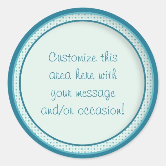 Blauwgroen cirkels/Stippen (1) Ronde Sticker (Voorkant)