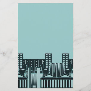 Blauwgroen Cityscape Stationery Paper Concrete Oer Briefpapier