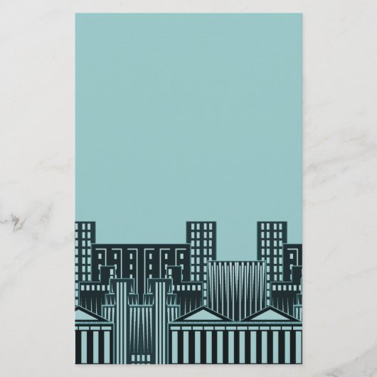 Blauwgroen Cityscape Stationery Paper Concrete Oer Briefpapier (Voorkant)